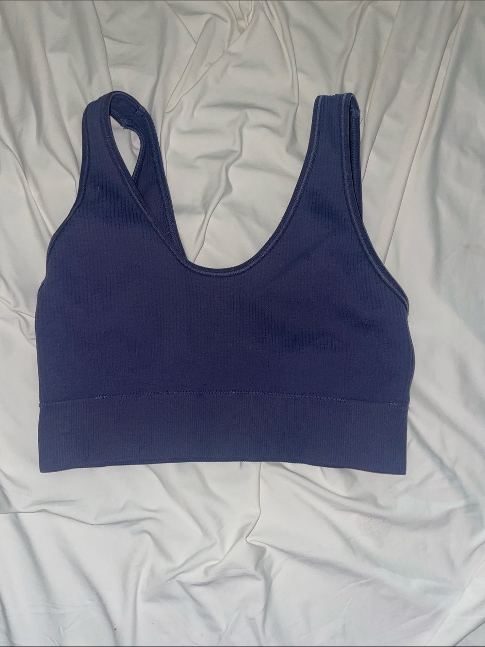 Aerie Ribbed Scoop Crop Top — Deep Navy Blue